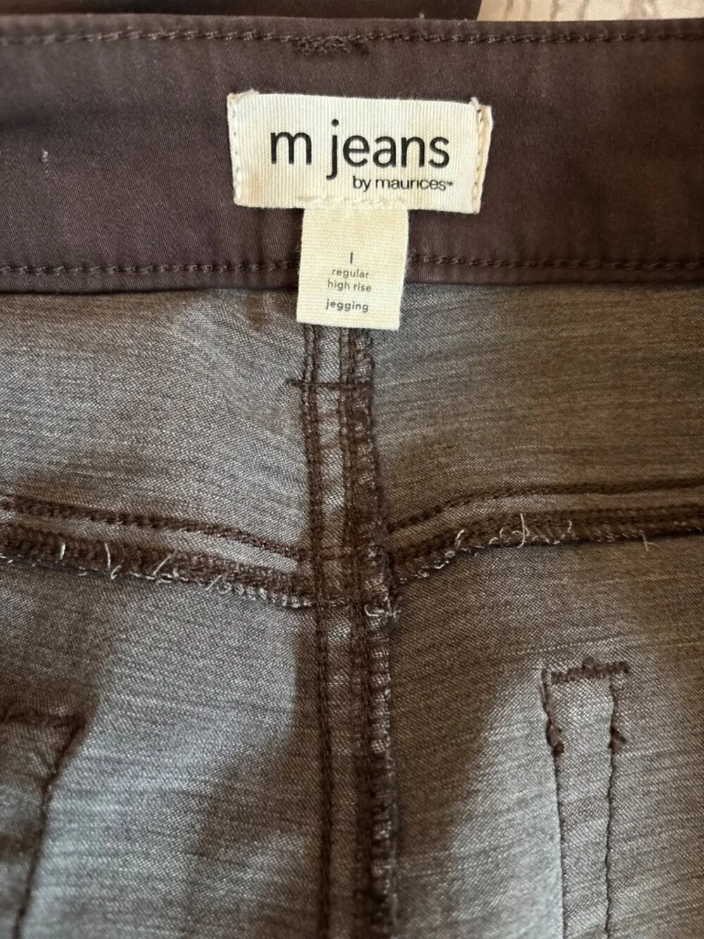 M Jeans By Maurices High Rise Jegging Brown 4 Pocket Zip Pants Size 1 Regular